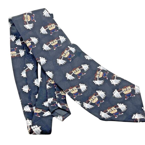 Looney Tunes Mania Tasmanian Devil Power Lifter Tie Black Vintage - Picture 4 of 12